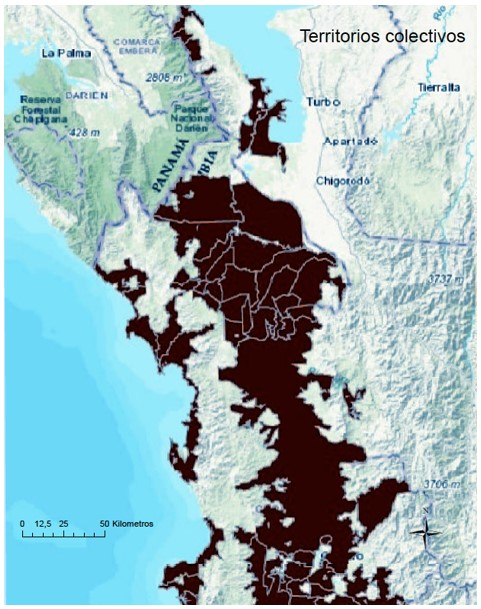 Mapa Territorios colectivos en Chocó