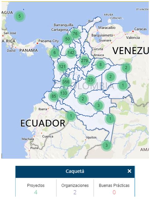 Mapa cobertura colombiano de proyectos de transferencias condicionadas.