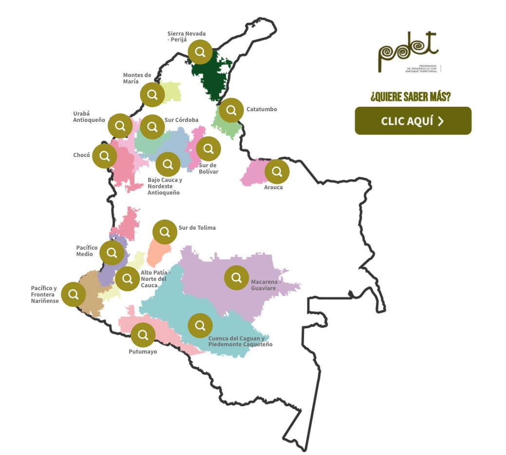 pdet Map in Colombia.