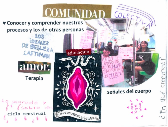 Registro fotográfico de la
sección ¿En qué creemos? del fanzine
colectivo producto del taller Autohistorias fanzineadas para tejer la memoria activista feminista
(2023)