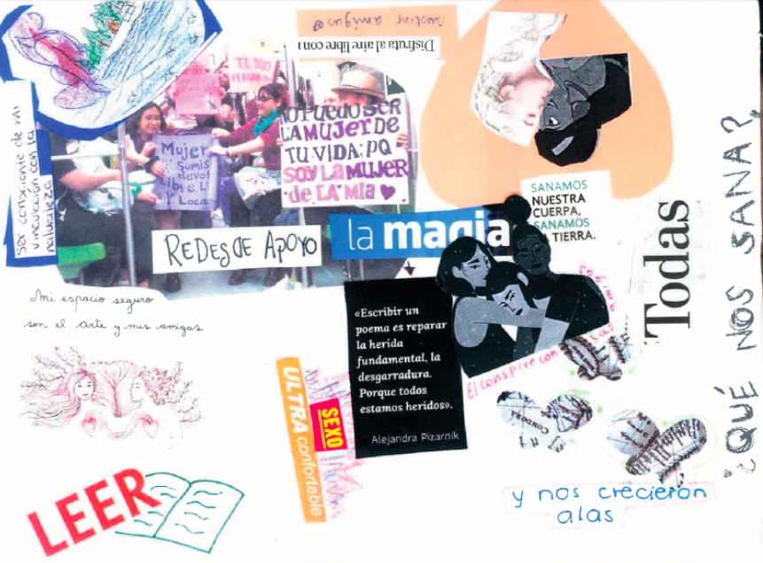 Registro fotográfico de la
sección ¿Qué nos sana? del fanzine
colectivo producto del taller Autohistorias fanzineadas para tejer la memoria activista feminista
(2023)