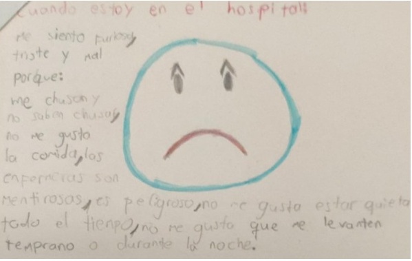 Dibujo de la ni&ntilde;a 11 antes de la terapia de la risa