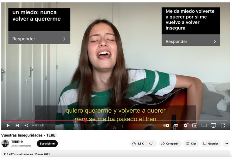 Captura de pantalla de canci&oacute;n creada a partir de los
comentarios del fandom
