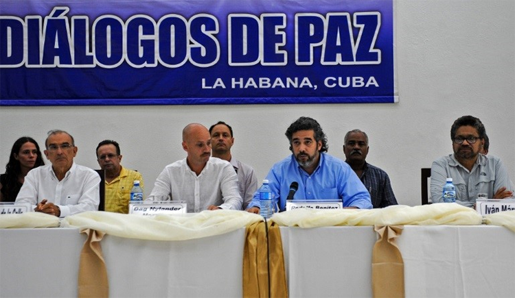 Rueda de prensa sede de diálogos de paz en La Habana