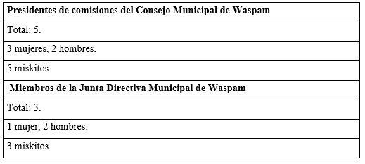 Datos cuantitativos municipales, Waspam