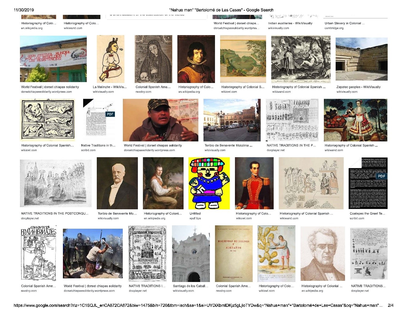 Google Image search results for “Nahua man” and “Bartolomé de las Casas”