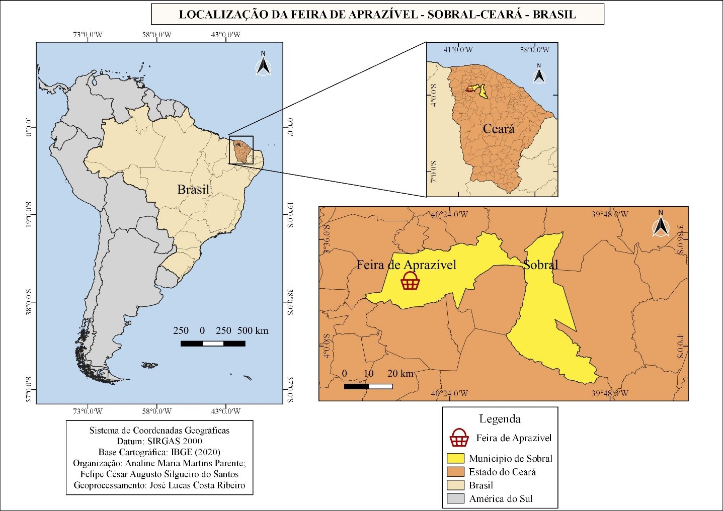 Localização de Sobral/CE e da Feira do Aprazível