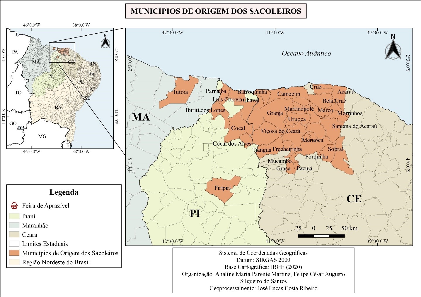 Municípios de origem dos compradores da Feira do Aprazível em Sobral/CE