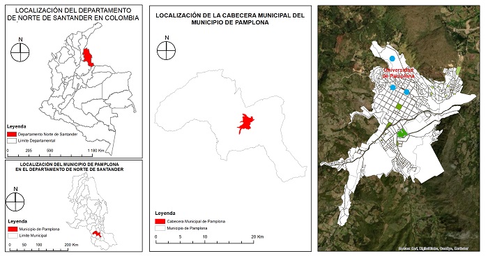 Localización de Pamplona en el contexto nacional, departamental y municipal