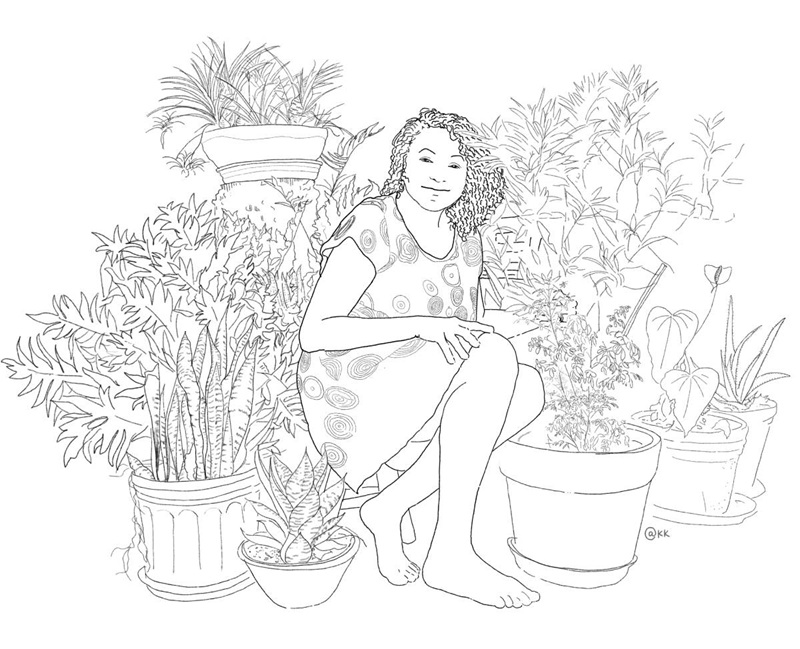 Foto-desenho
a partir de autorretrato de mulher (desidentificada) enviado para a pesquisa de
Hannah de Vasconcellos (2024) com desenho de Karina Kuschnir