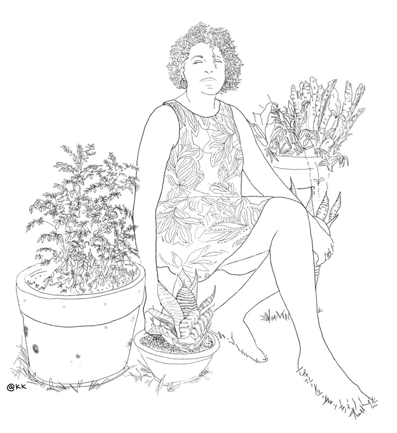 Foto-desenho
a partir de autorretrato de mulher (desidentificada) enviado para a pesquisa de
Hannah de Vasconcellos (2024) com desenho de Karina Kuschnir