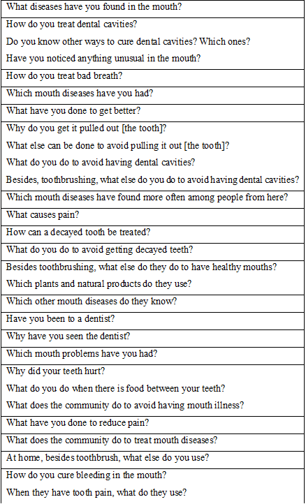 Questions Used in the Interviews