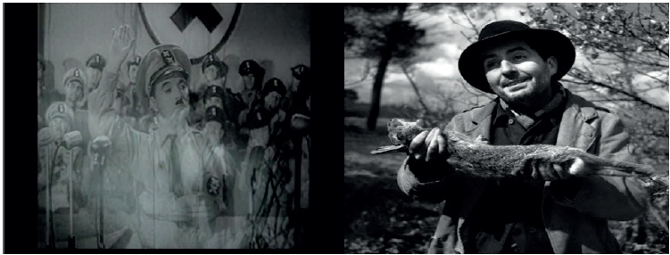 La gestualidad hitleriana en The Great Dictator de Chaplin (1940) y la cacer&iacute;a de liebres en La r&egrave;gle du jeu de Renoir (1939) (Histoire(s) du cin&eacute;ma, 1988-1998).