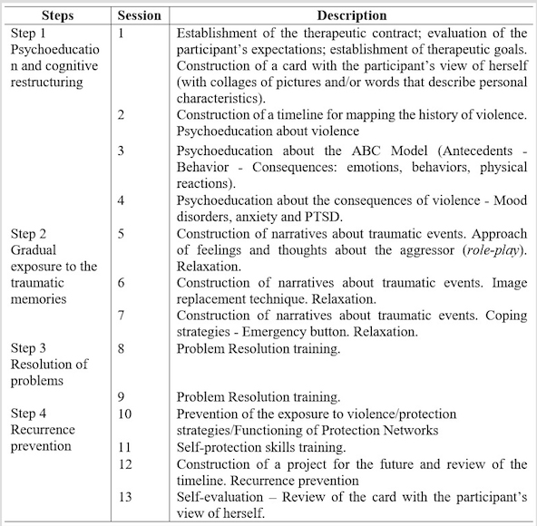 
Description of the
intervention sessions
