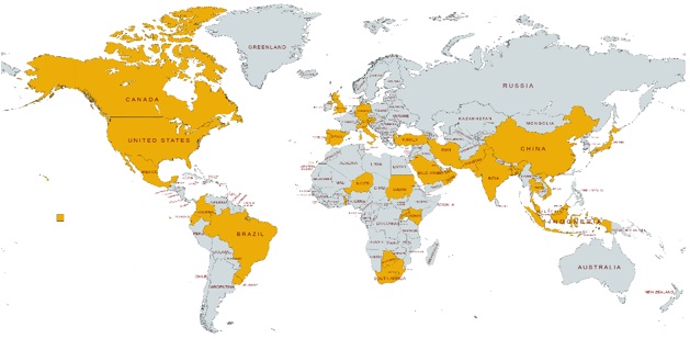 Países en los que se publicaron los artículos científicos incluidos en la revisión sistemática de alcance.