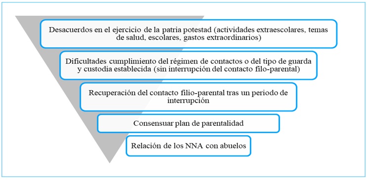 Motivos de la derivación a coordinación de
parentalidad por orden de solicitud.