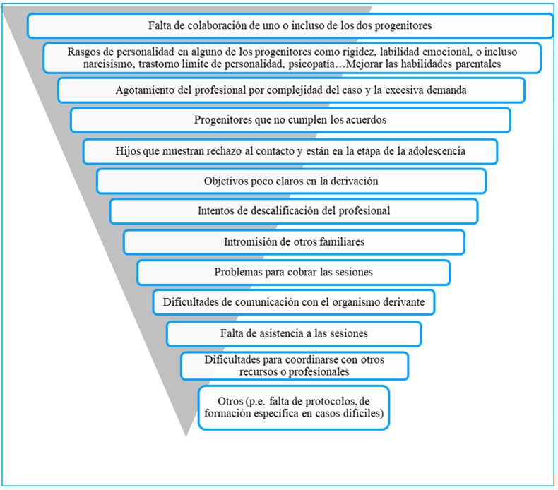 Dificultades más frecuentes en la práctica de las
coordinaciones de parentalidad.