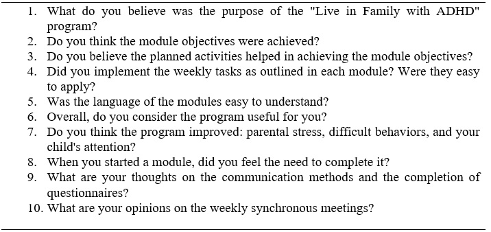 
Focus group questions
